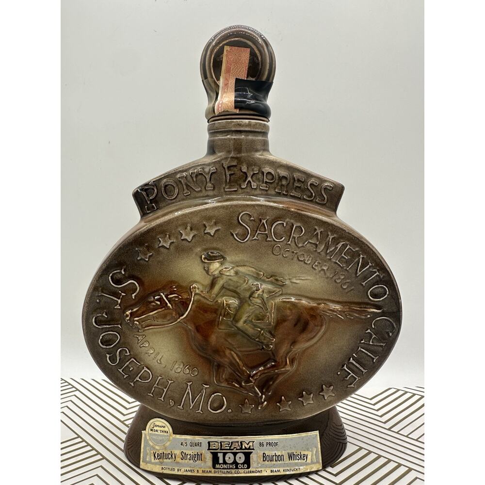 Vintage Jim Beam 1968 Pony Express Whiskey Sacramento CA Decanter